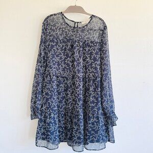 LOFT Navy and White Floral Dress